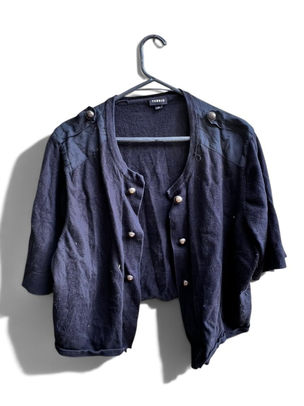 Torrid Black Military Cropped Cardigan Sweater Short Sleeve Plus Size 4 / 4X